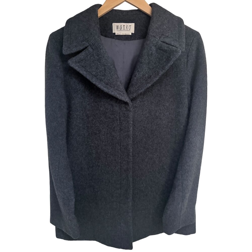 Wanko Gray Lined Jacket Wool Notch Lapel Neck Women's 34